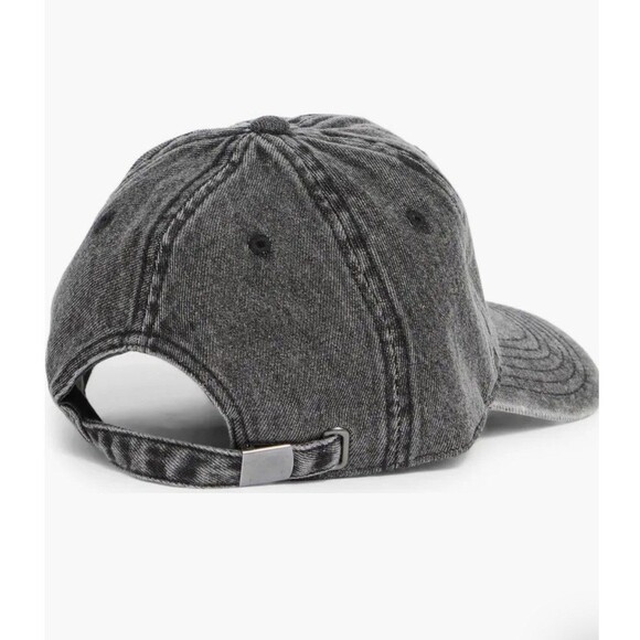 Clare V Oui Embroidered Cotton Twill Baseball Cap Faded Black Denim NWOT - Picture 2 of 9